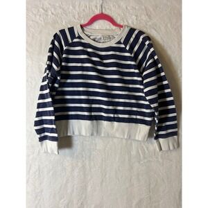 J.Crew Vintage Fleece Striped Sweatshirt Navy White Raglan M